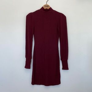 Mock Neck Puff Sleeve Dress